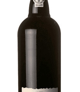 portfles zwart capsule wit wijnetiket